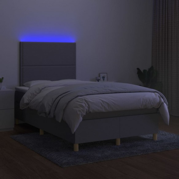 Cadre de lit et matelas et LED Gris clair 120x200 cm