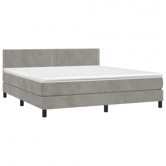 Cadre de lit avec matelas LED Gris clair 160x200 cm