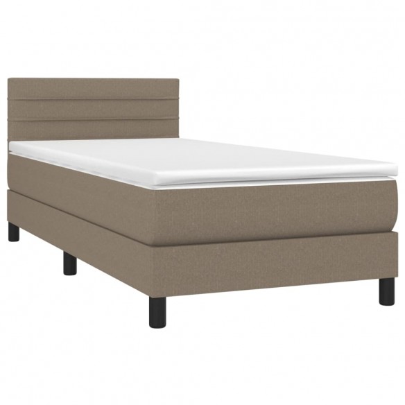 Cadre de lit avec matelas Taupe 100x200 cm Tissu