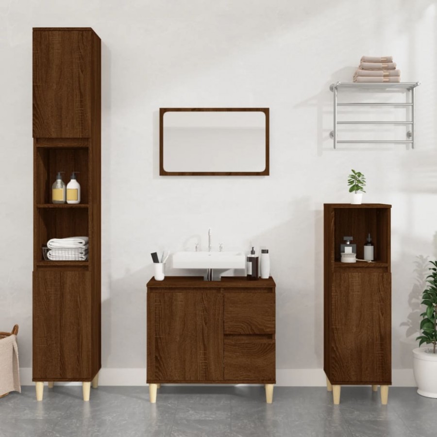 Armoire de bain chêne marron 65x33x60 cm bois d'ingénierie