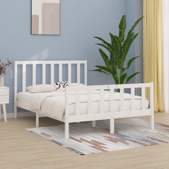 Cadre de lit Blanc Bois massif 140x190 cm