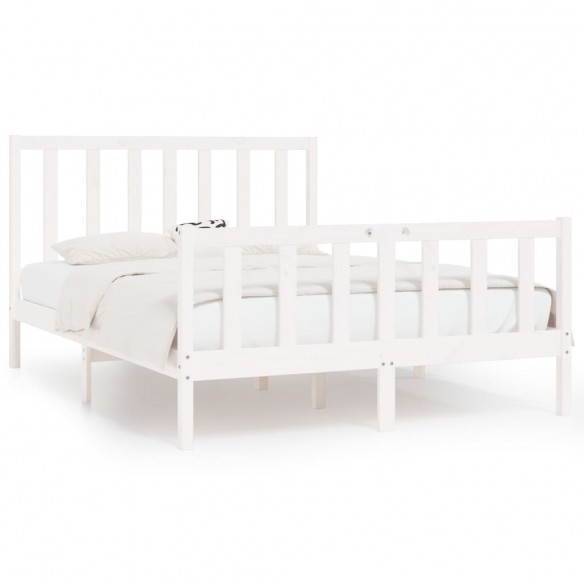 Cadre de lit Blanc Bois massif 140x190 cm