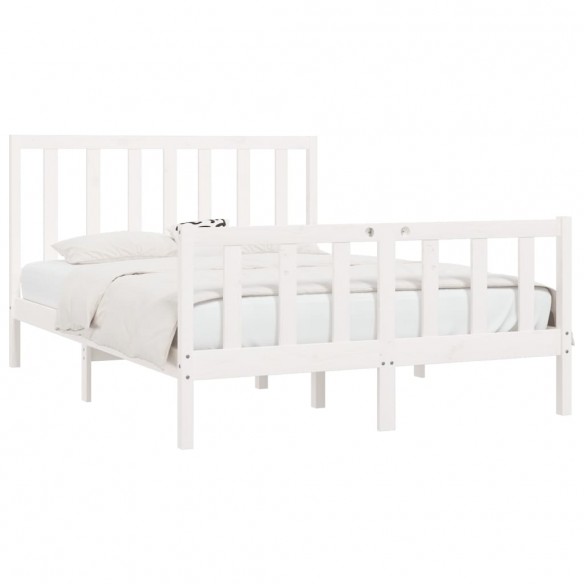 Cadre de lit Blanc Bois massif 140x190 cm