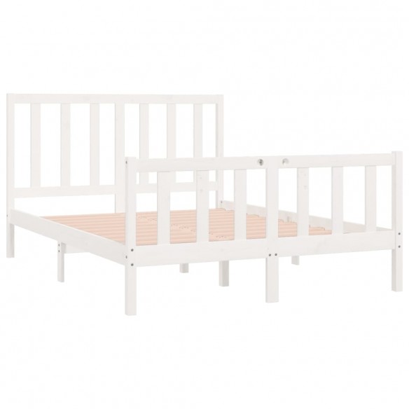 Cadre de lit Blanc Bois massif 140x190 cm