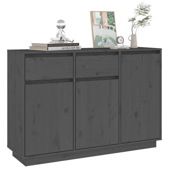 Buffet Gris 110x34x75 cm Bois massif de pin