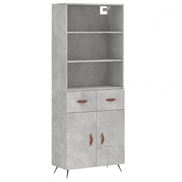 Buffet haut Gris béton 69,5x34x180 cm Bois d'ingénierie