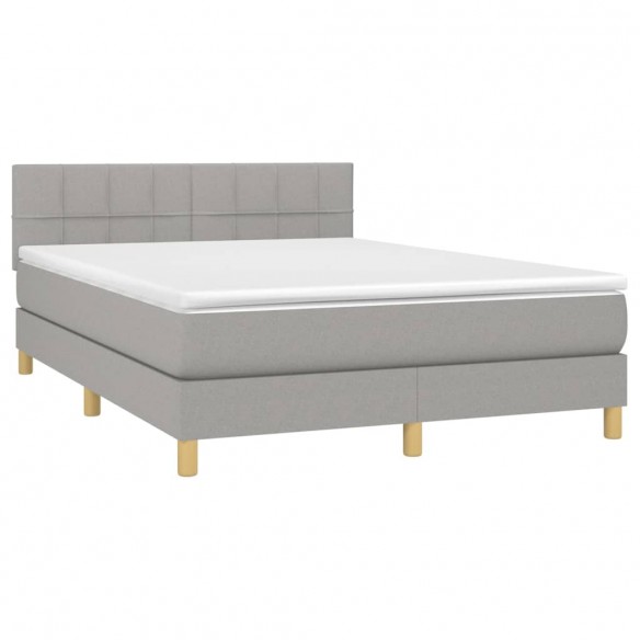 Cadre de lit et matelas et LED Gris clair 140x200 cm