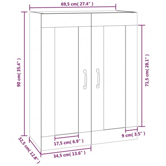 Armoire murale suspendue Noir 69,5x32,5x90 cm