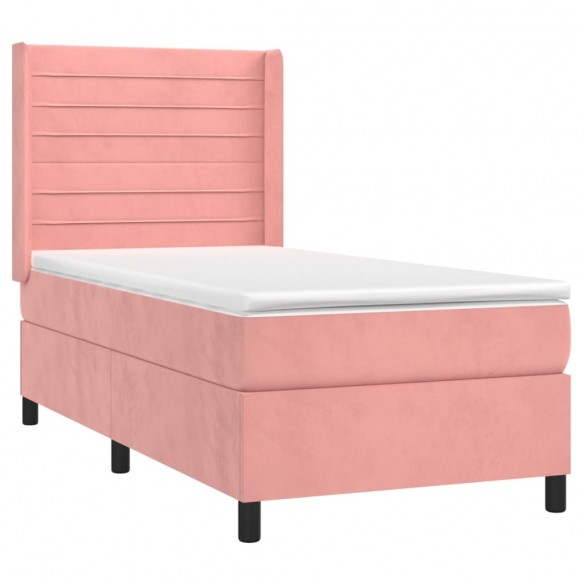 Cadre de lit matelas et LED Rose 100x200 cm Velours