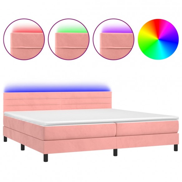 Cadre de lit avec matelas et LED Rose 200x200 cm