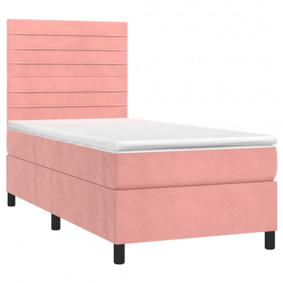 Cadre de lit avec matelas Rose 100x200 cm Velours