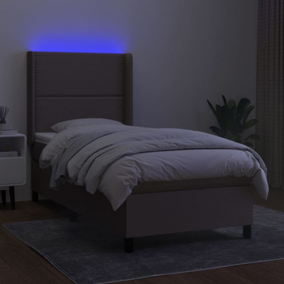 Cadre de lit matelas LED Taupe 90x200 cm Tissu