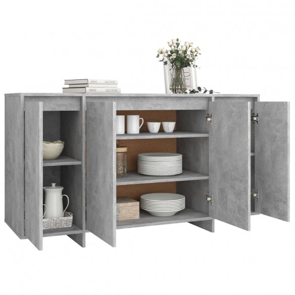 Buffet gris béton 135x41x75 cm bois d'ingénierie