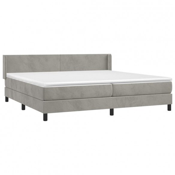 Cadre de lit et matelas Gris clair 200x200cm Velours