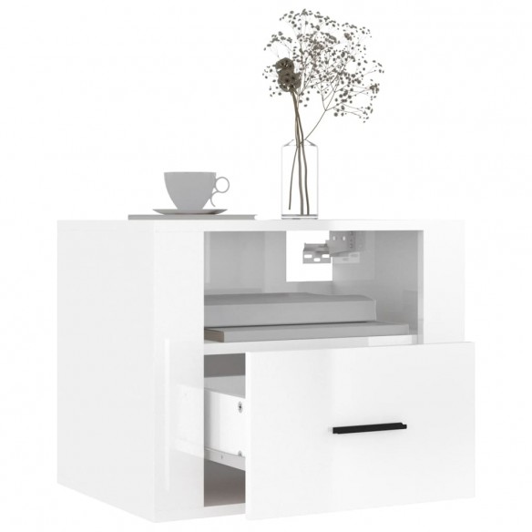 Tables de chevet murales 2 pcs Blanc brillant 50x36x40 cm