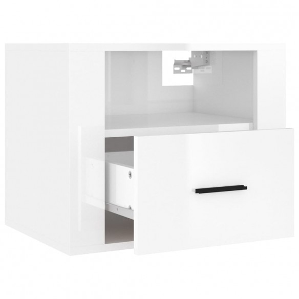 Tables de chevet murales 2 pcs Blanc brillant 50x36x40 cm