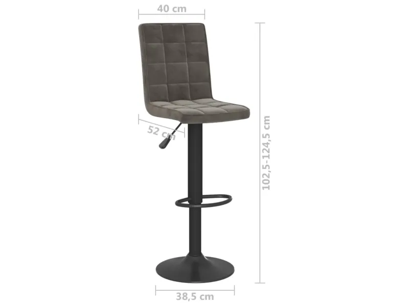 Tabourets de bar lot de 2 gris foncé velours