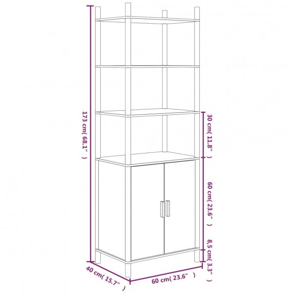 Buffet haut Blanc 60x40x173 cm Bois d'ingénierie