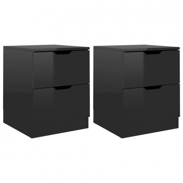 Tables de chevet 2 pcs Noir brillant 40x40x50 cm Aggloméré