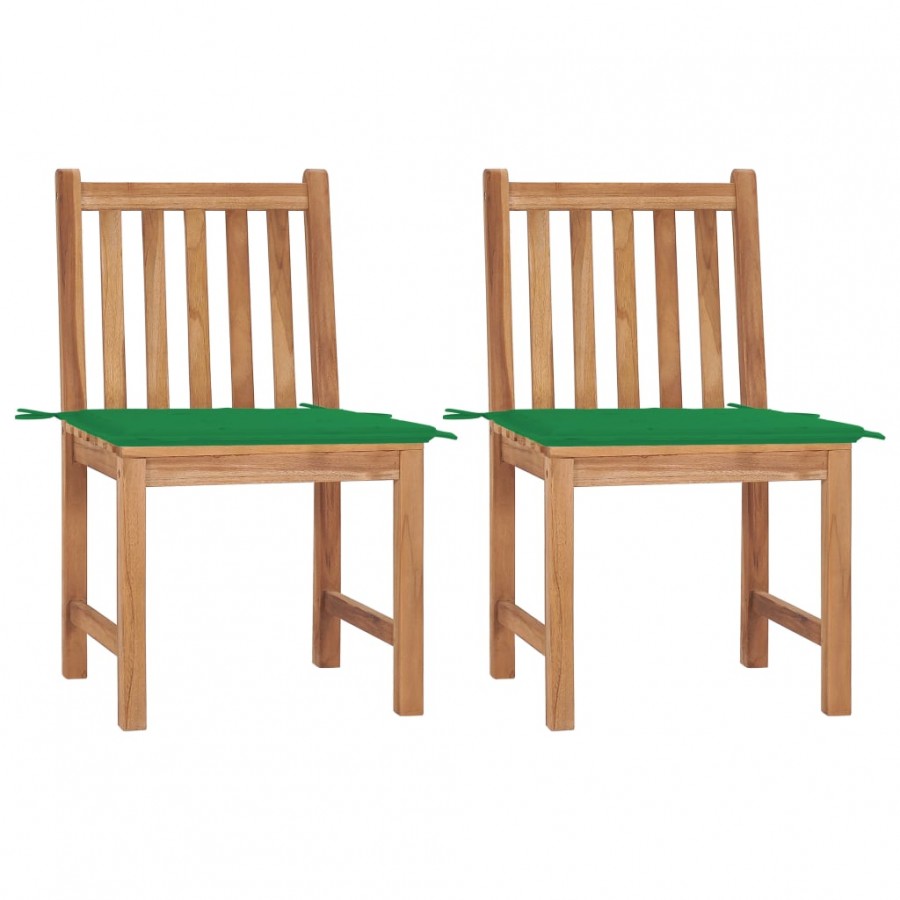 Chaises de jardin 2 pcs avec coussins Bois de teck massif