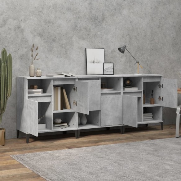 Buffets 3 pcs gris béton 60x35x70 cm bois d'ingénierie