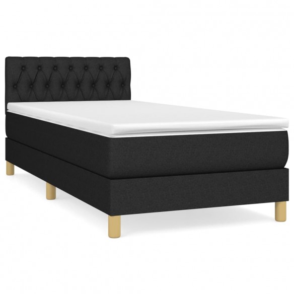 Cadre de lit avec matelas Noir 90x190 cm Tissu