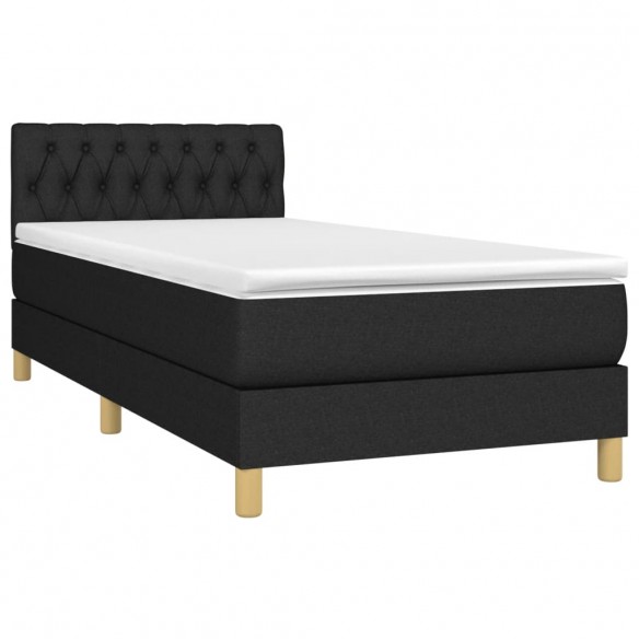 Cadre de lit avec matelas Noir 90x190 cm Tissu