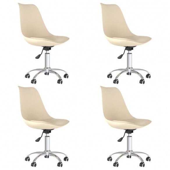 Chaises pivotantes à manger lot de 4 Crème Tissu