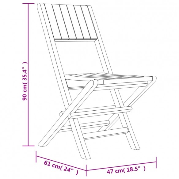 Chaises de jardin pliantes 4 pcs 47x61x90 cm bois massif teck