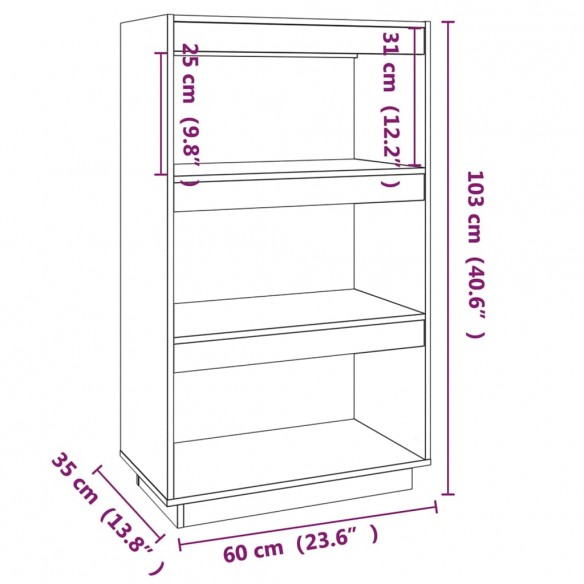 Bibliothèque/Séparateur de pièce 60x35x103 cm pin massif