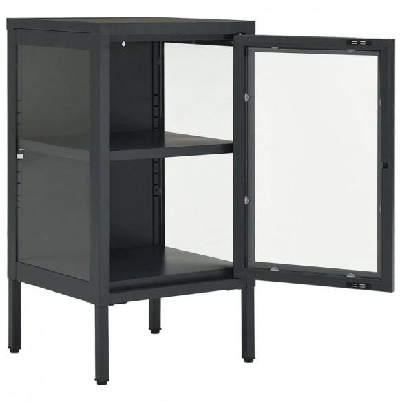 Buffet Anthracite 38x35x70 cm Acier et verre