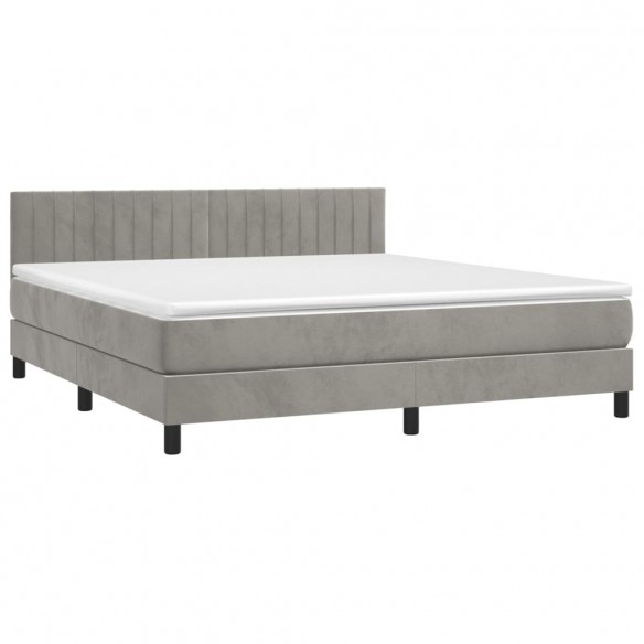 Cadre de lit avec matelas LED Gris clair 160x200 cm