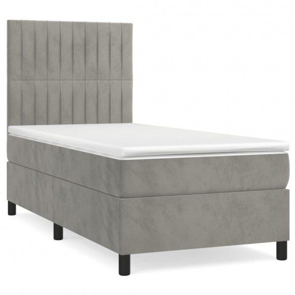 Cadre de lit et matelas Gris clair 80x200 cm Velours