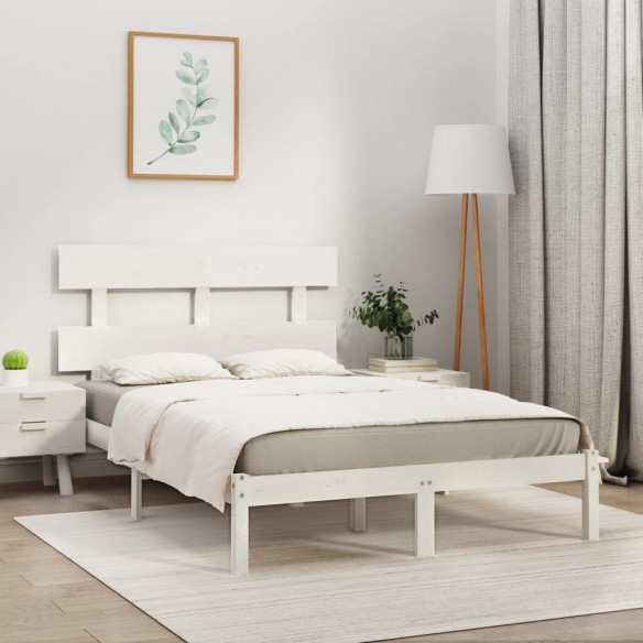 Cadre de lit Blanc Bois massif 180x200 cm Super King