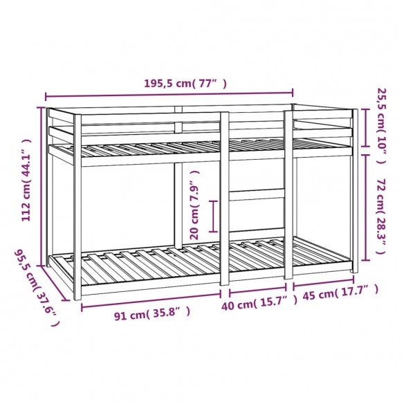 Lit superposé 90x190 cm Bois de pin massif