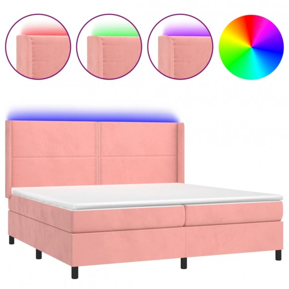 Cadre de lit matelas et LED Rose 200x200 cm Velours