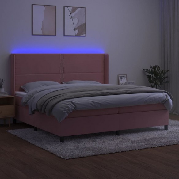 Cadre de lit matelas et LED Rose 200x200 cm Velours