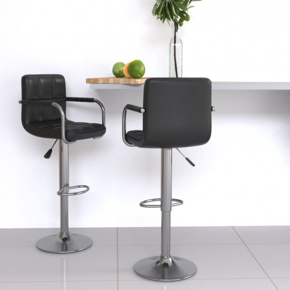 Tabourets de bar lot de 2 noir similicuir