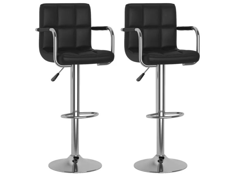 Tabourets de bar lot de 2 noir similicuir