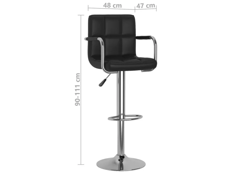 Tabourets de bar lot de 2 noir similicuir