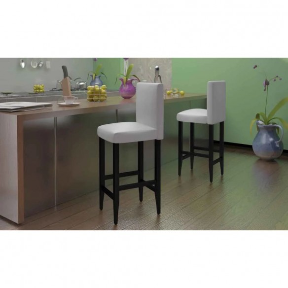 Tabourets de bar lot de 2 blanc similicuir