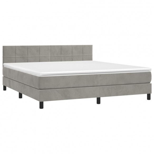 Cadre de lit avec matelas LED Gris clair 180x200 cm