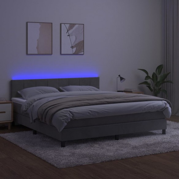 Cadre de lit avec matelas LED Gris clair 180x200 cm