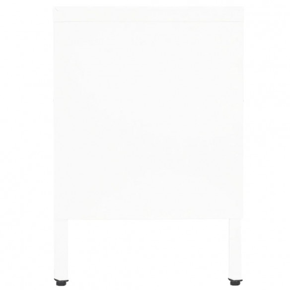 Meuble TV Blanc 90x30x44 cm Acier et verre