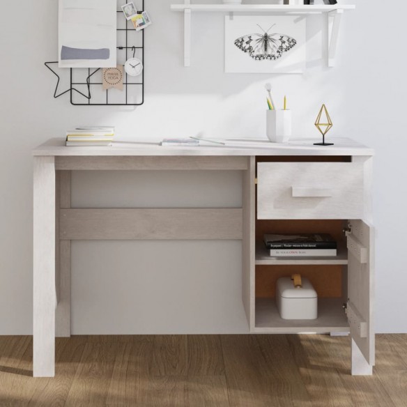 Bureau HAMAR Blanc 113x50x75 cm Bois massif de pin