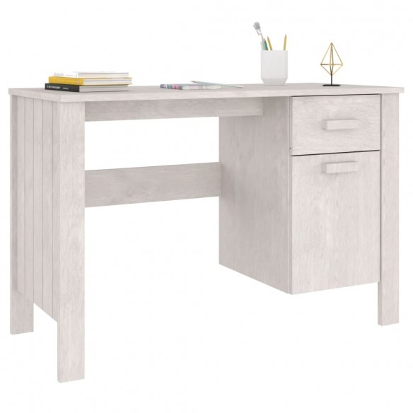 Bureau HAMAR Blanc 113x50x75 cm Bois massif de pin