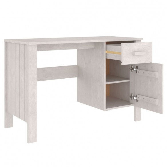 Bureau HAMAR Blanc 113x50x75 cm Bois massif de pin