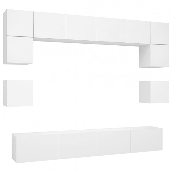 Ensemble de meuble TV 8 pcs Blanc Aggloméré