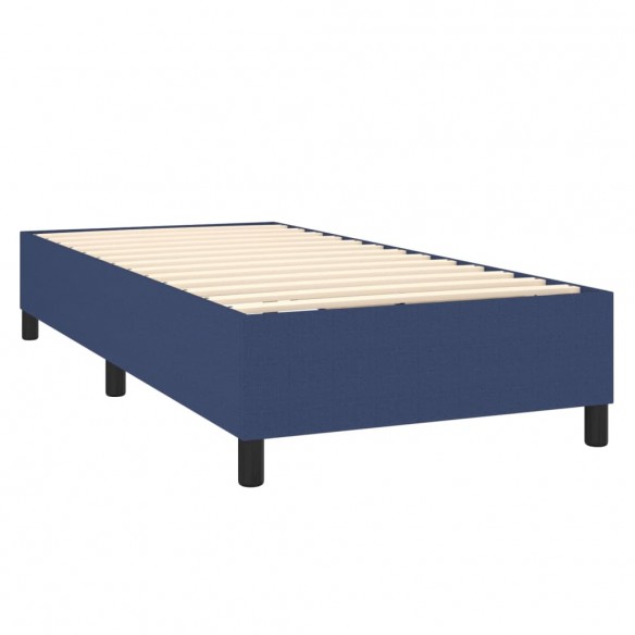 Cadre de lit avec matelas et LED Bleu 90x200cm Tissu