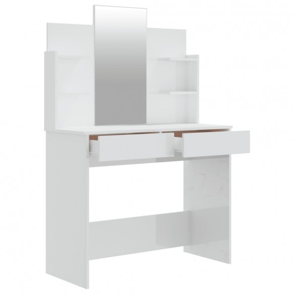 Ensemble de coiffeuse Blanc brillant 96x40x142 cm